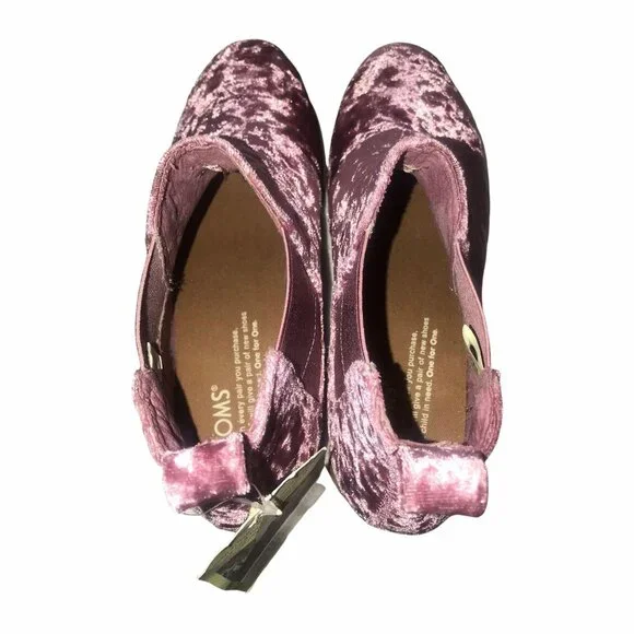 NWT Toms Ella Faded Rose Velvet Ankle Boots 6N Narrow Purple - Picture 9 of 11